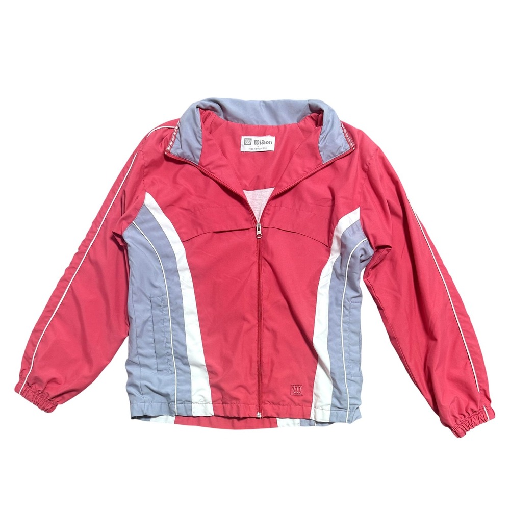 Wilson Jacket Womens Medium Pink Gray Colorblock Windbreaker Full Zip‎ Tennis